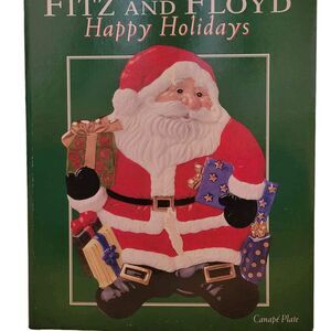 Fitz And Floyd Happy Holidays Santa Plate Tray Original Box